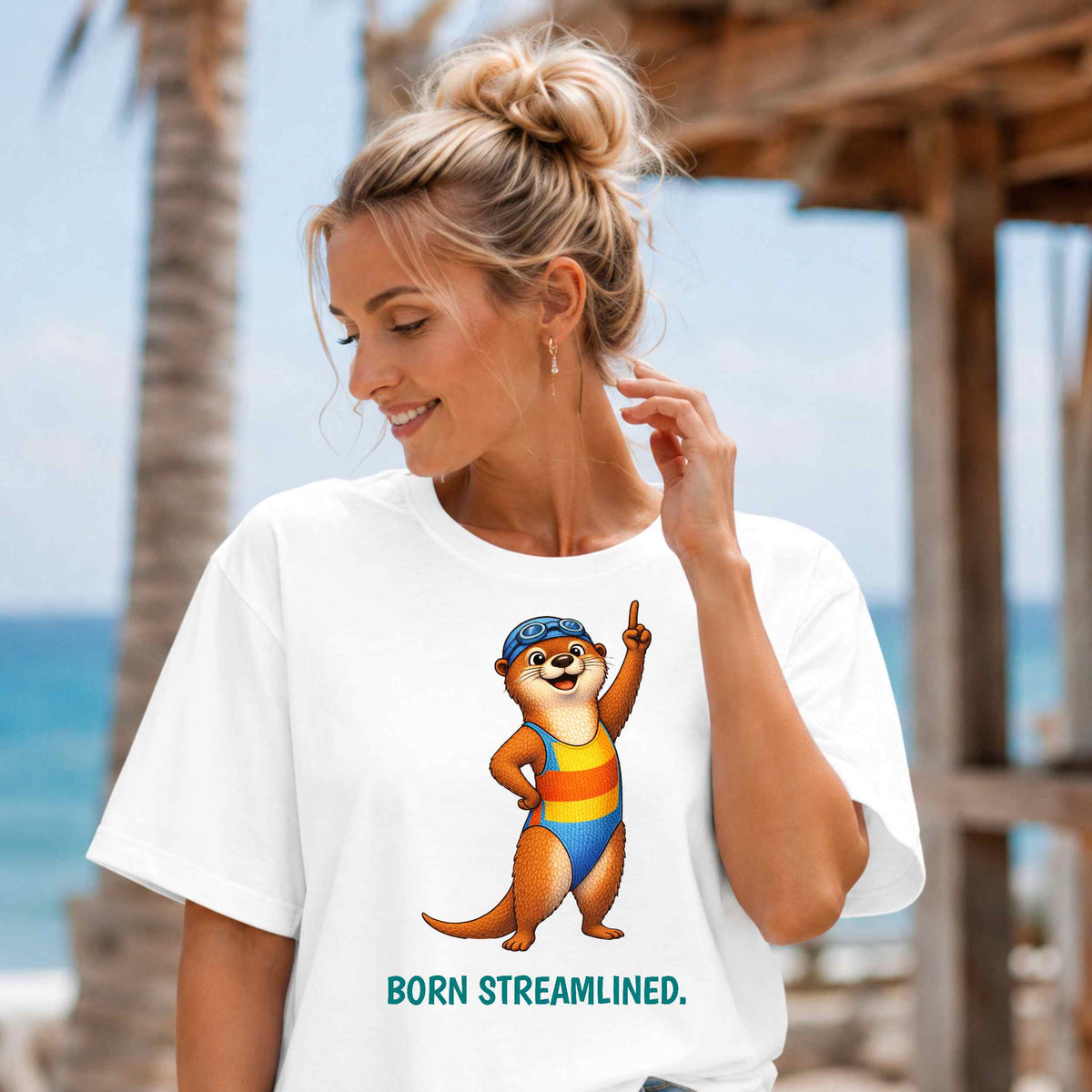 Swimming Otter T-Shirt | Funny Sports Animal Tee | Wild & Kind Game Face
