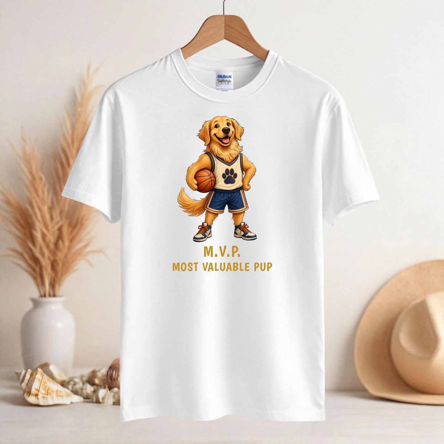 M.V.P. Most Valuable Pup — Basketball Golden Retriever Tee