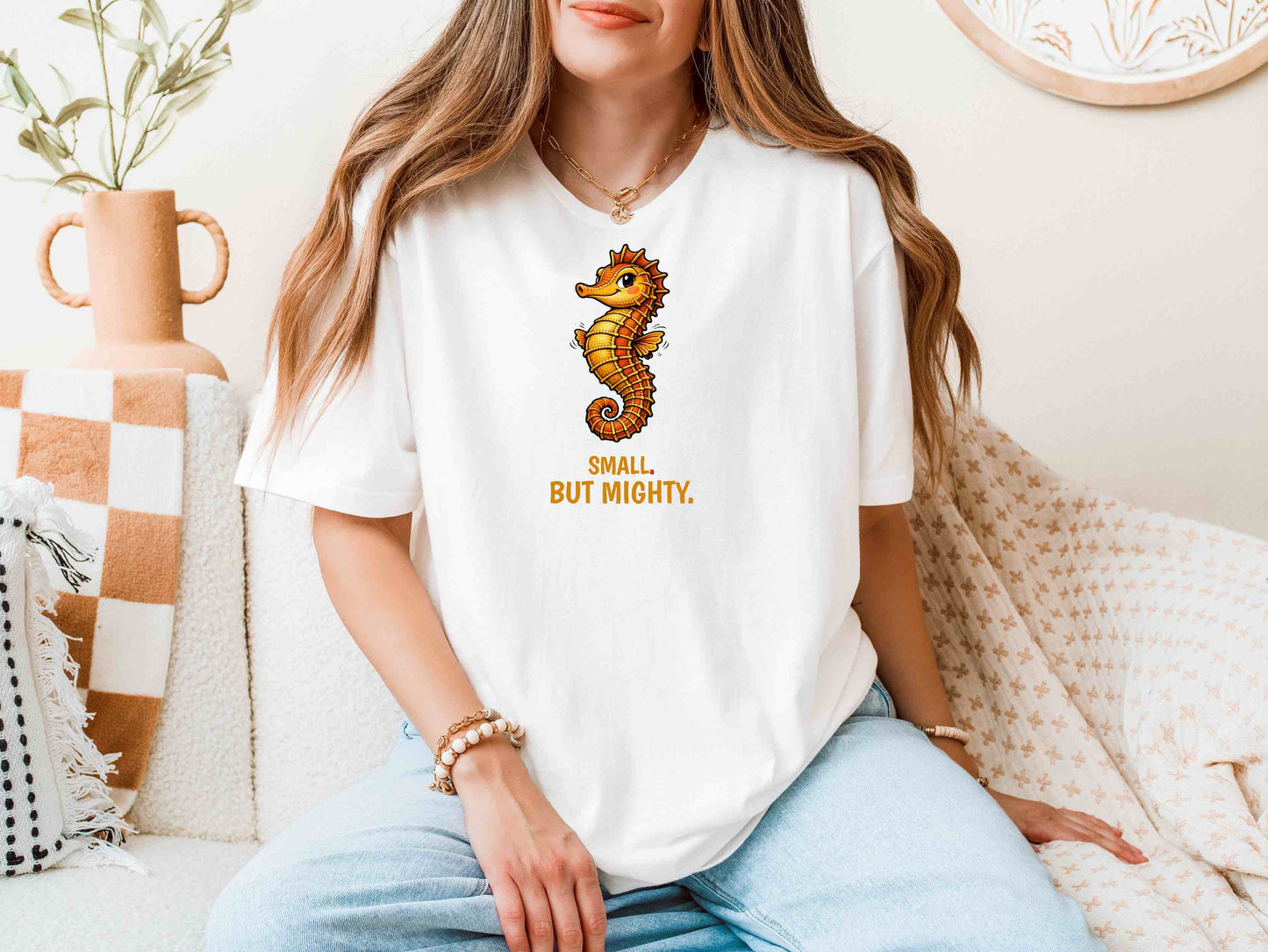 Seahorse T-Shirt — "Small but Mighty" Cute Ocean Graphic Tee