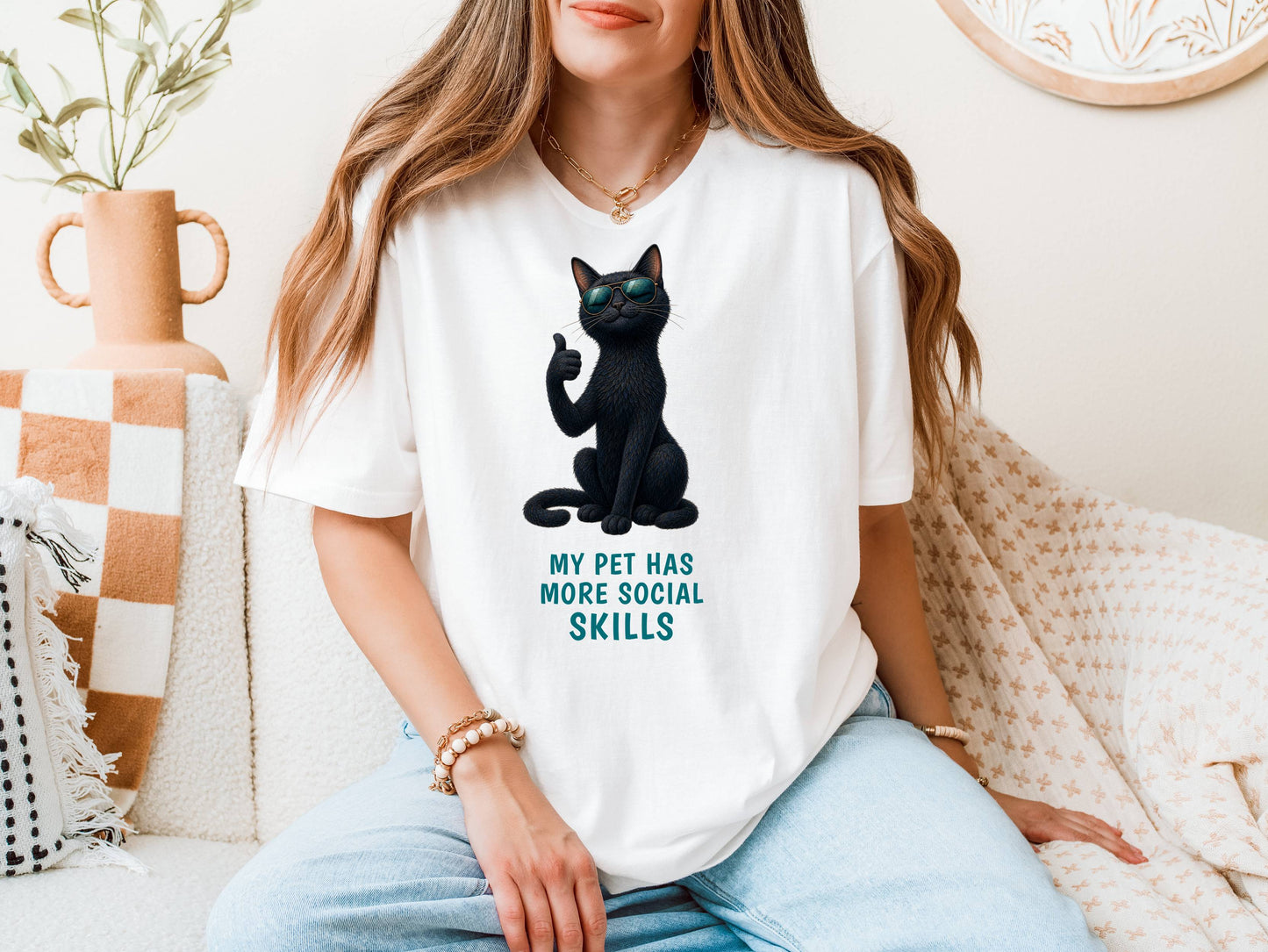 My Pet Has More Social Skills — Domestic Divas Black Cat Tee