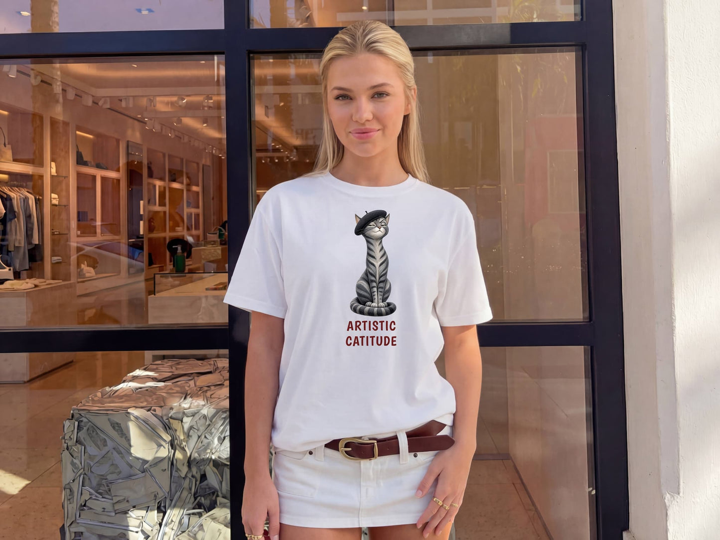 Artistic Catitude — Domestic Divas Beret Cat Tee
