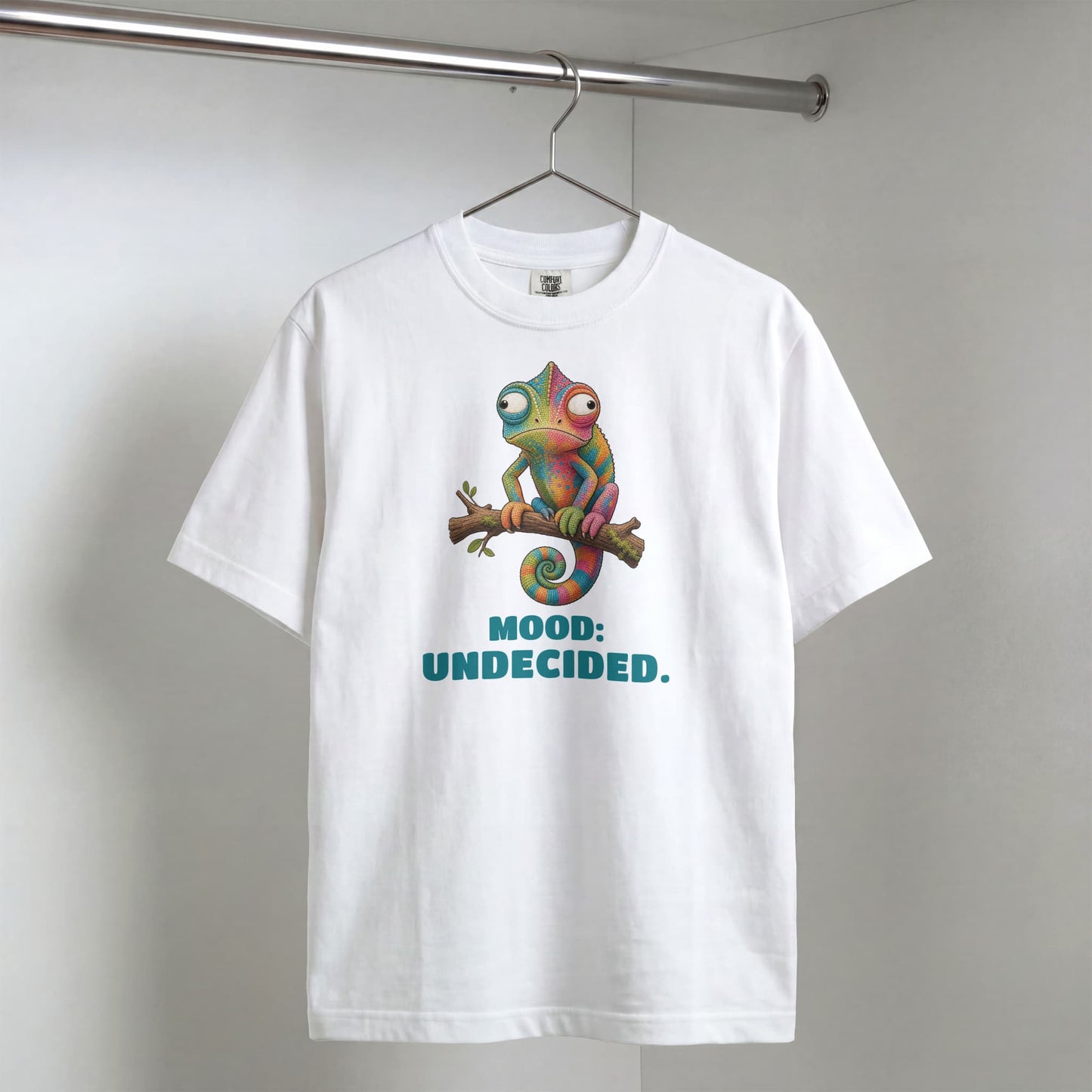 Chameleon "Mood: Undecided" T‑Shirt — Colorful Funny Casual Tee for Animal Lovers