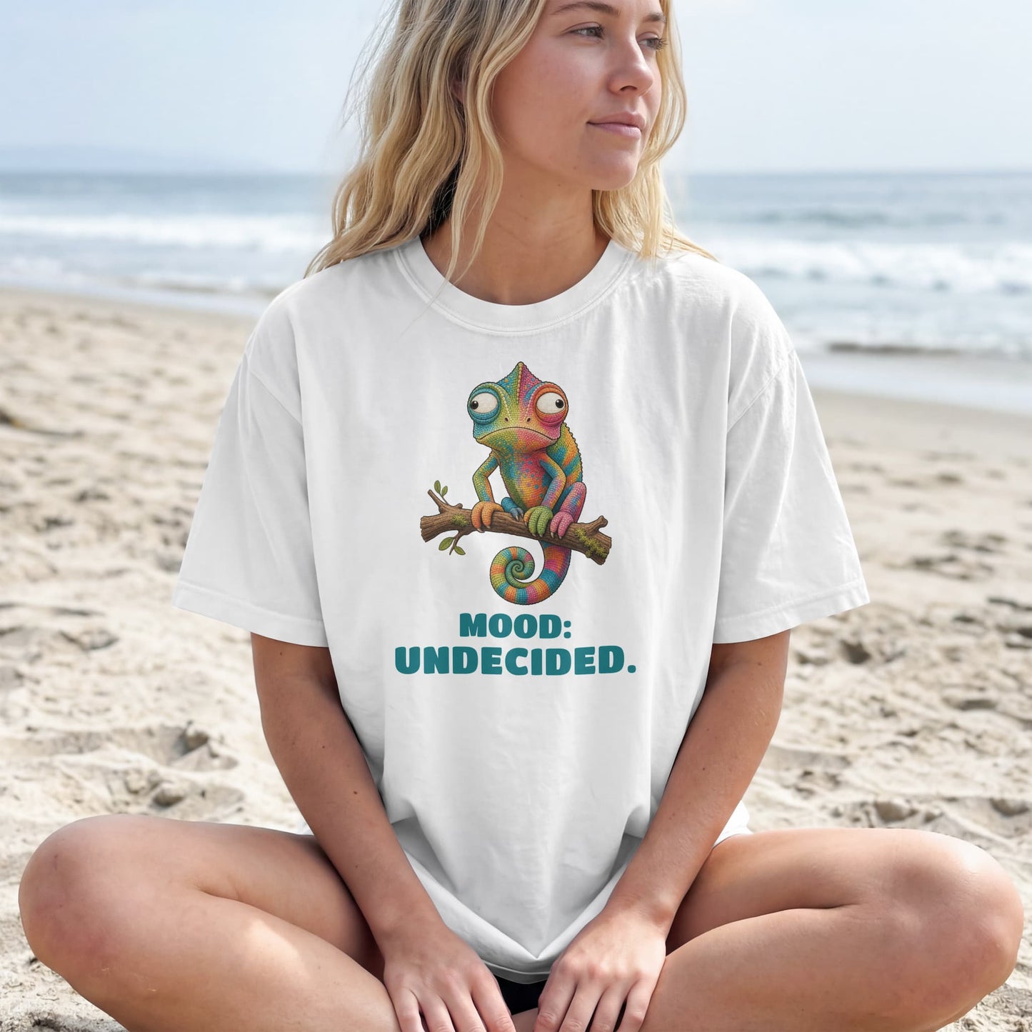Chameleon "Mood: Undecided" T‑Shirt — Colorful Funny Casual Tee for Animal Lovers