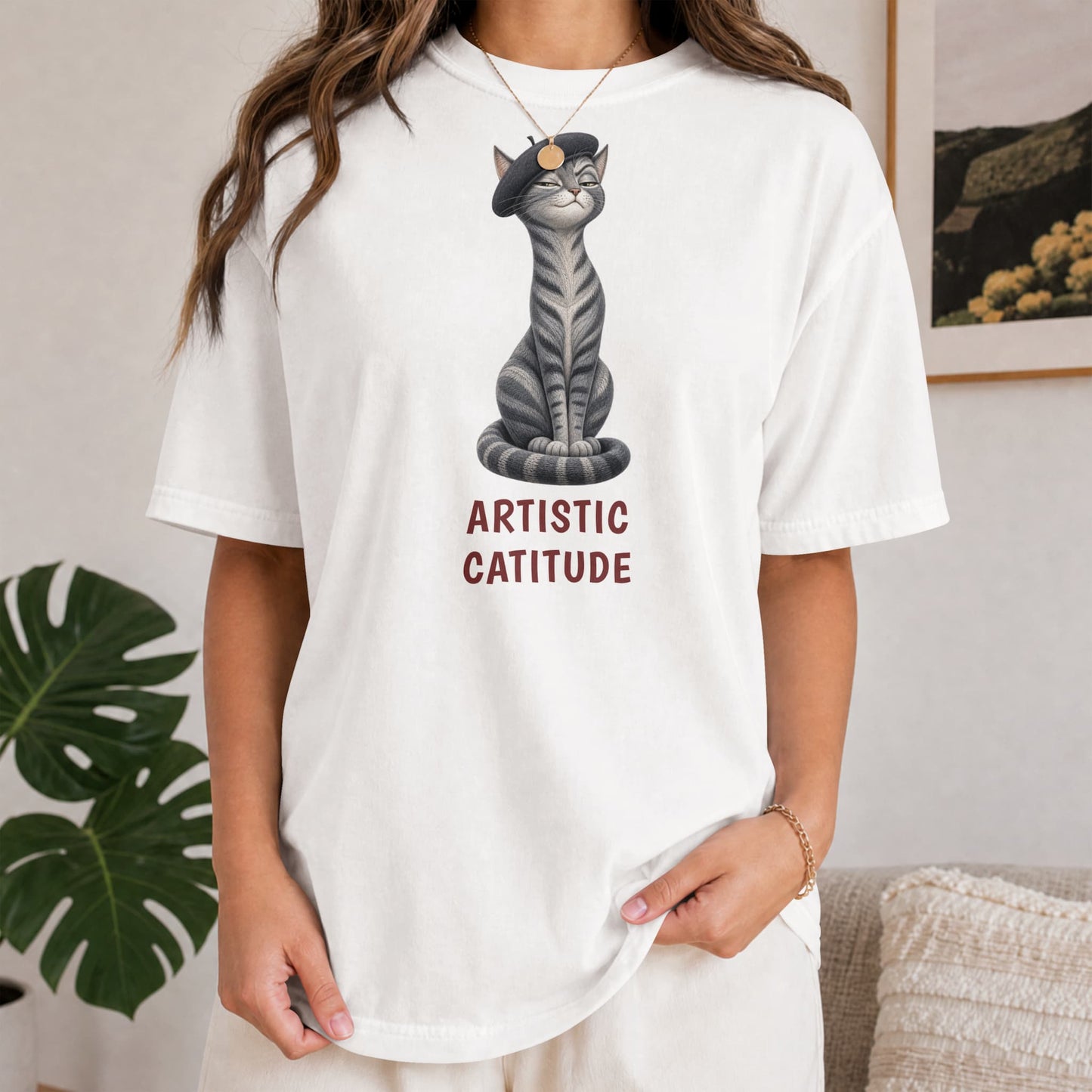 Artistic Catitude — Domestic Divas Beret Cat Tee